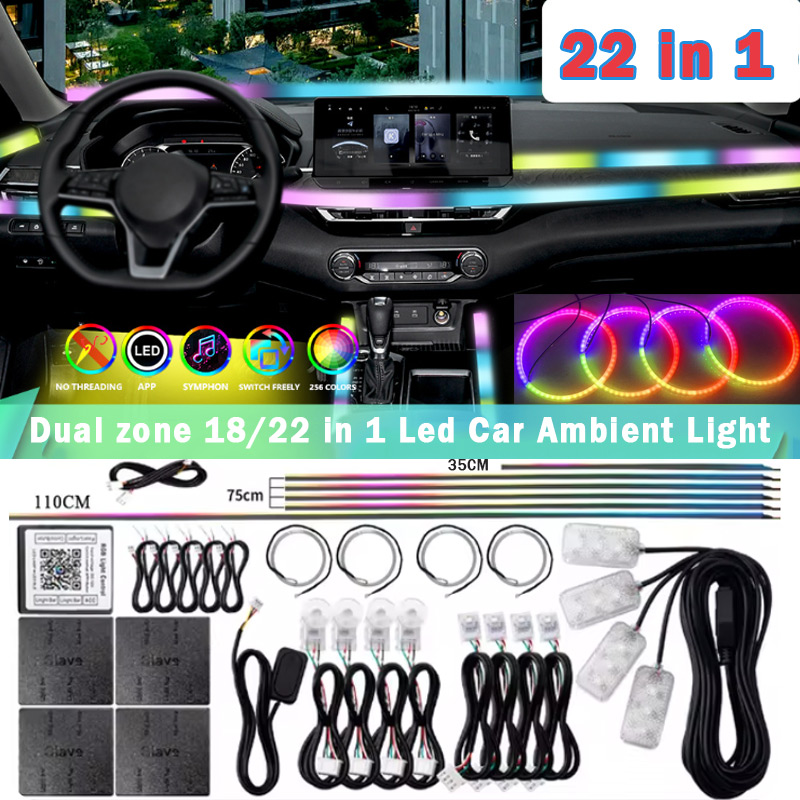 Car Ambient Lighting 64 Color - 18/22 in 1 아크릴 Led 자동차