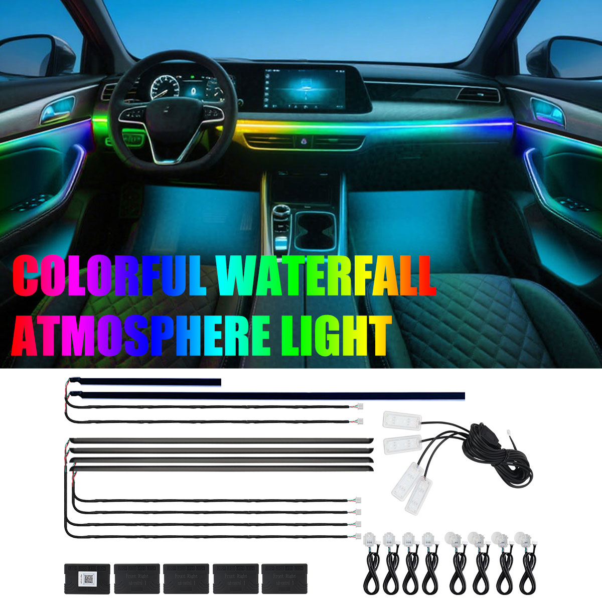 Car Ambient Light Kit With Remote - 6/10/14/18in1 LED 아크릴 자동차 폭포 램프