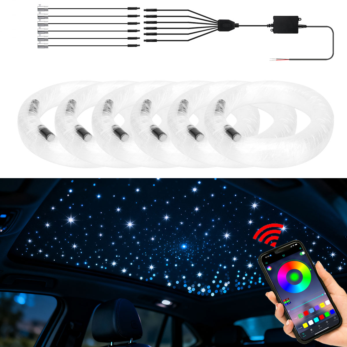 Car Roof Star Light Fiber Optic - 차량용 별빛 하늘 분위기 조명 4/5/6
