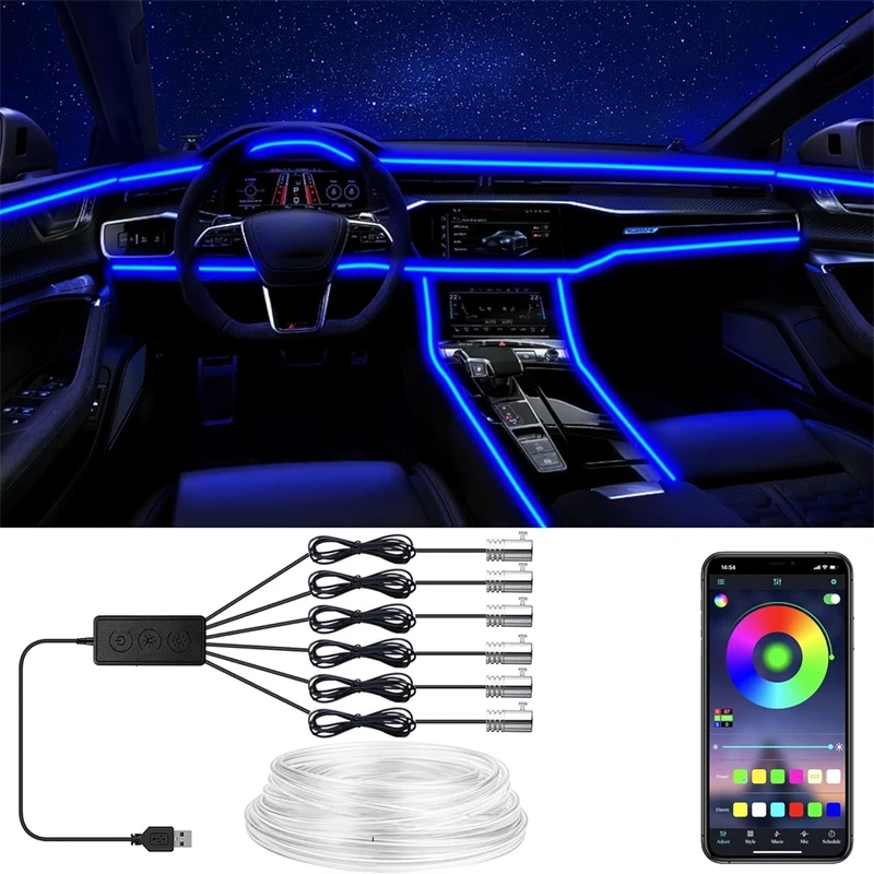 Car Interior Led Strip App Control - 앱 제어 가능한 유연한 EL 와이어