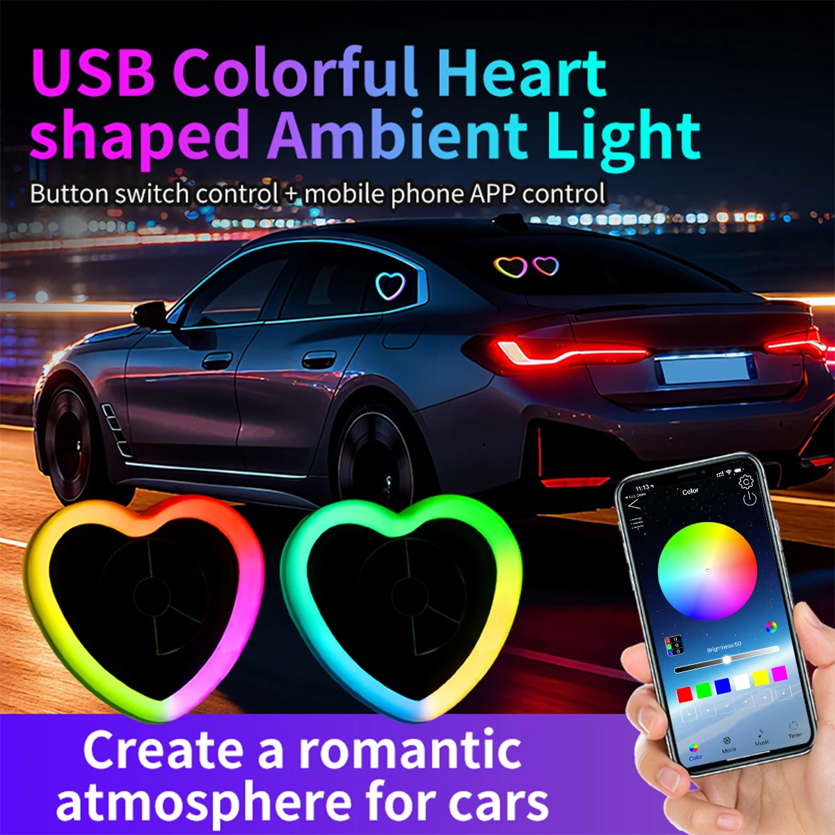 Car Interior Neon Light Usb - 네온 라이트 심포니 자동차 삼각형 창문