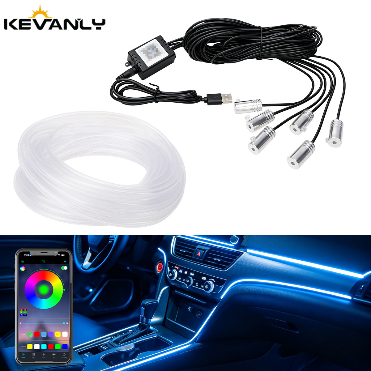 Car Ambient Light Fiber Optic 6M - 6M LED 자동차 실내 무드등 스트립
