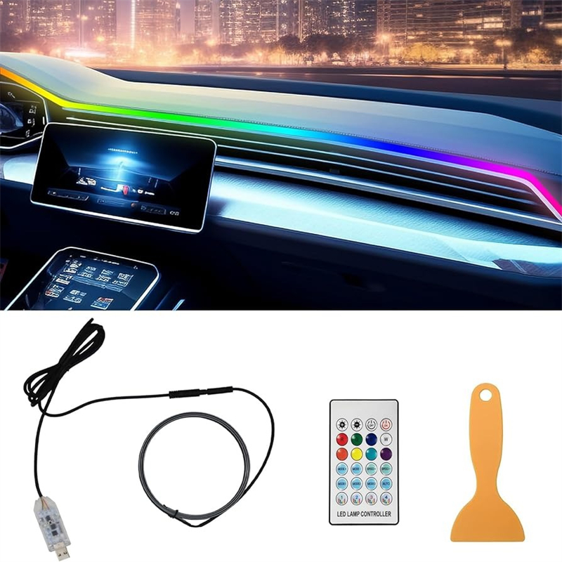 Car Ambient Light Kit With Remote - 다채로운 LED 자동차 인테리어 숨겨진 App