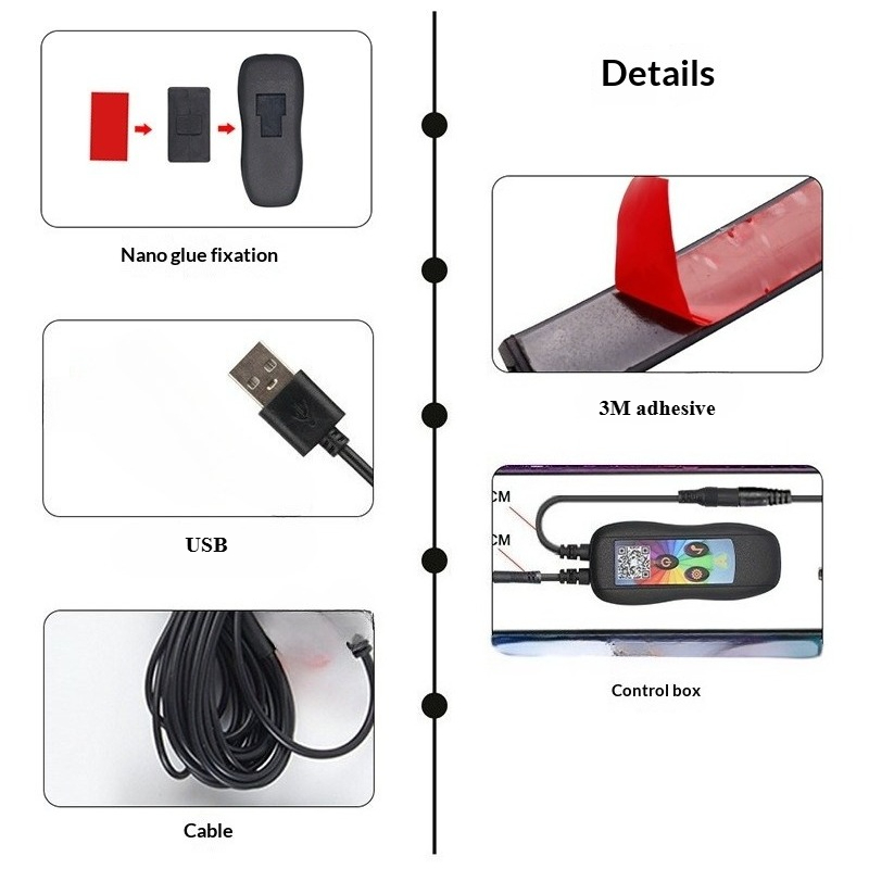 RGB LED 자동차 발밑 무드등 앱 제어 사운드 감지 - Car Ambient Light Sound Activated 리뷰 및 가격