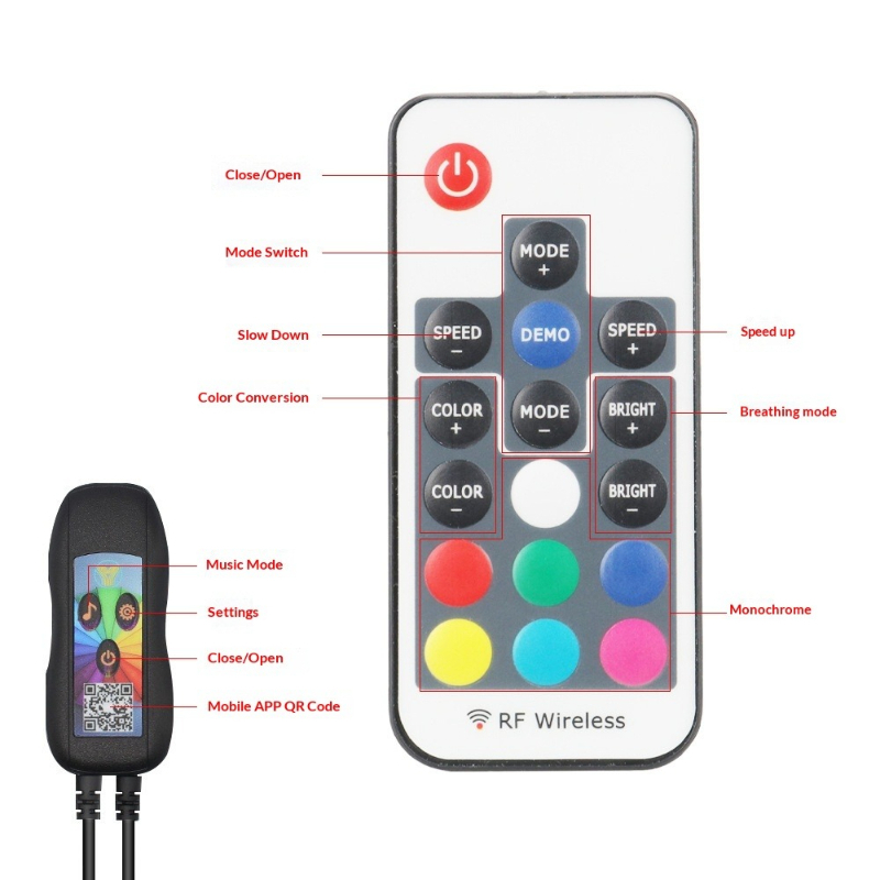 RGB LED 자동차 발밑 무드등 앱 제어 사운드 감지 - Car Ambient Light Sound Activated 리뷰 및 가격