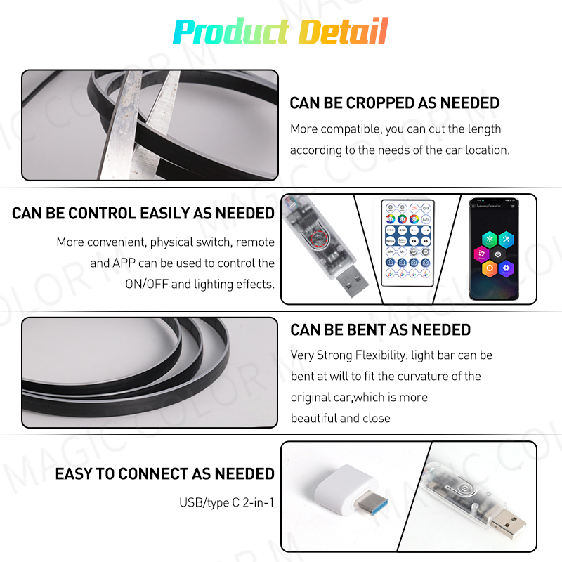 Vegetting 140cm 자동차 주변 조명 LED  - Car Ambient Light Kit With Remote 리뷰 및 가격