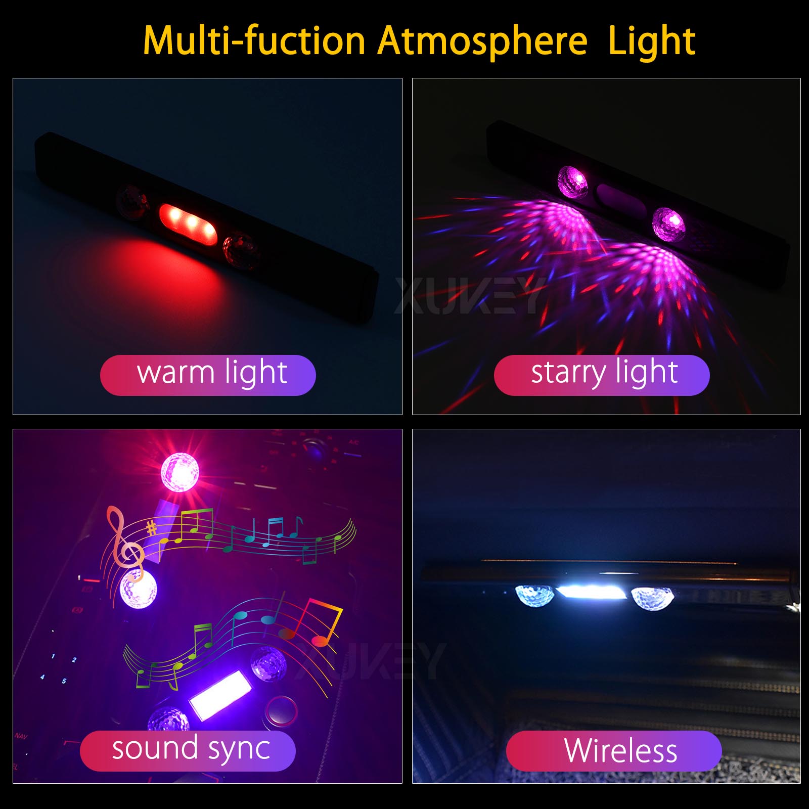 충전식 자동차 인테리어 조명, 무선 RGB 분위기 네온 - Car Ambient Light Kit With Remote 리뷰 및 가격