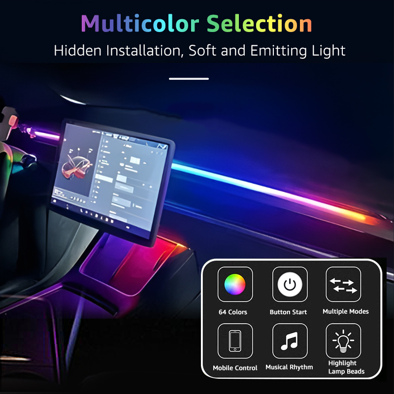 LED 자동차 주변 조명, 전면 대시 보드 앞 유리,  - Car Ambient Lighting 64 Color 리뷰 및 가격