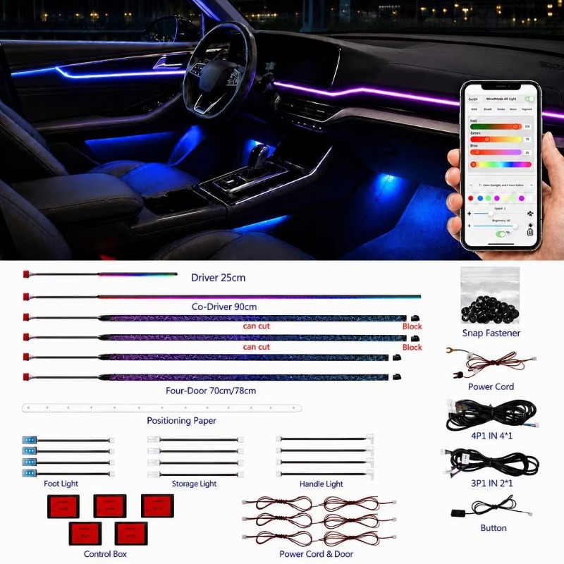 차량용 앰비언트 조명 키트, 18가지 색상, RGB L - Car Ambient Light Kit With Remote 리뷰 및 가격
