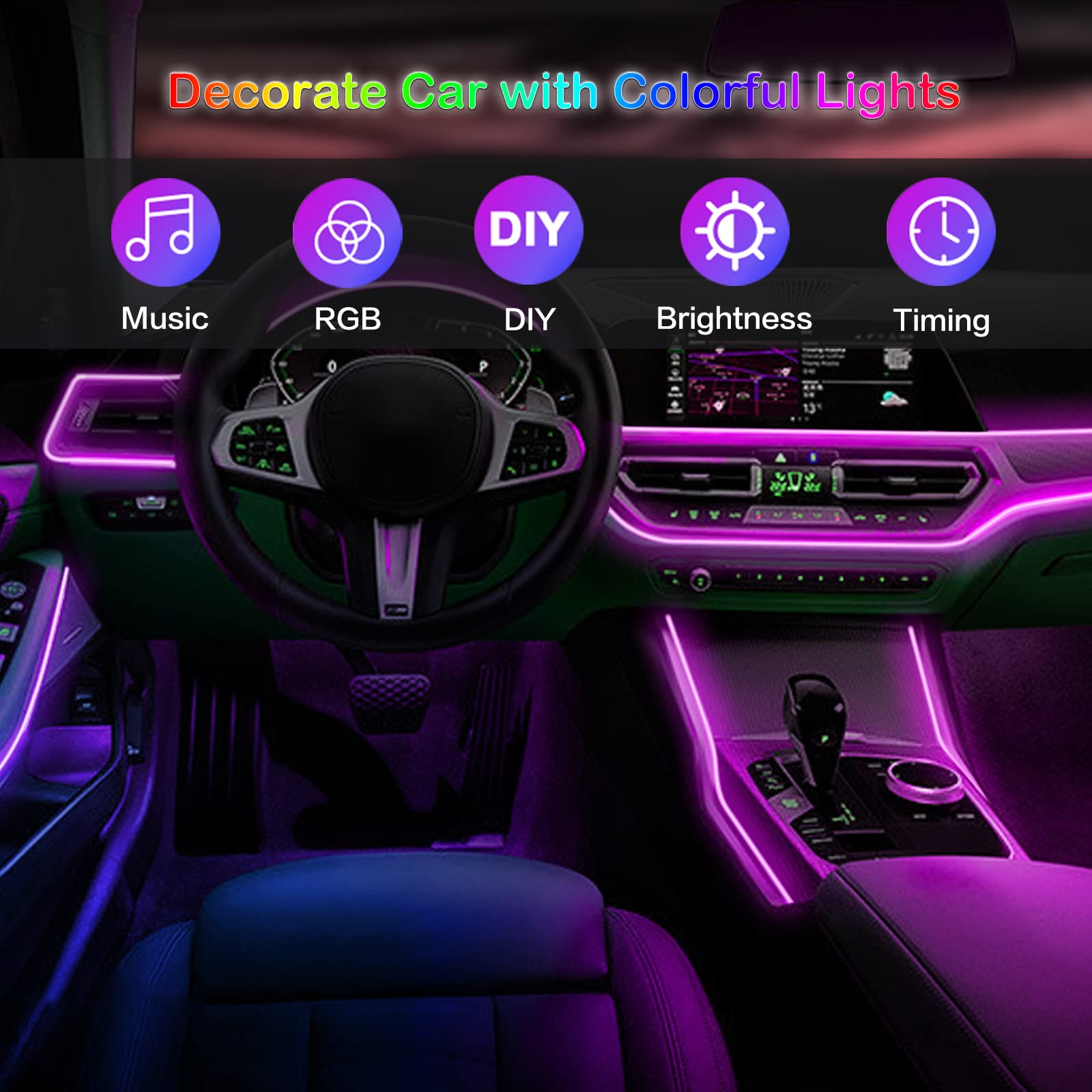 LED 자동차 인테리어 앰비언트 스트립 조명, RGB  - Car Ambient Light Kit With Remote 리뷰 및 가격