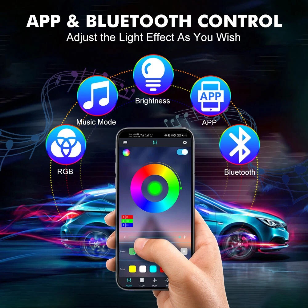 4개 72 LED RGB 자동차 실내 분위기 조명 스트 - Car Interior Neon Light Usb 리뷰 및 가격