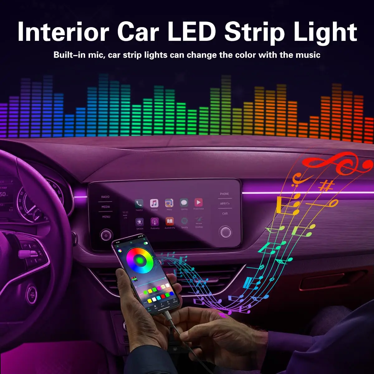 RGB LED 자동차 실내 조명 키트 6 in 1 광섬 - Car Ambient Light Kit With Remote 리뷰 및 가격