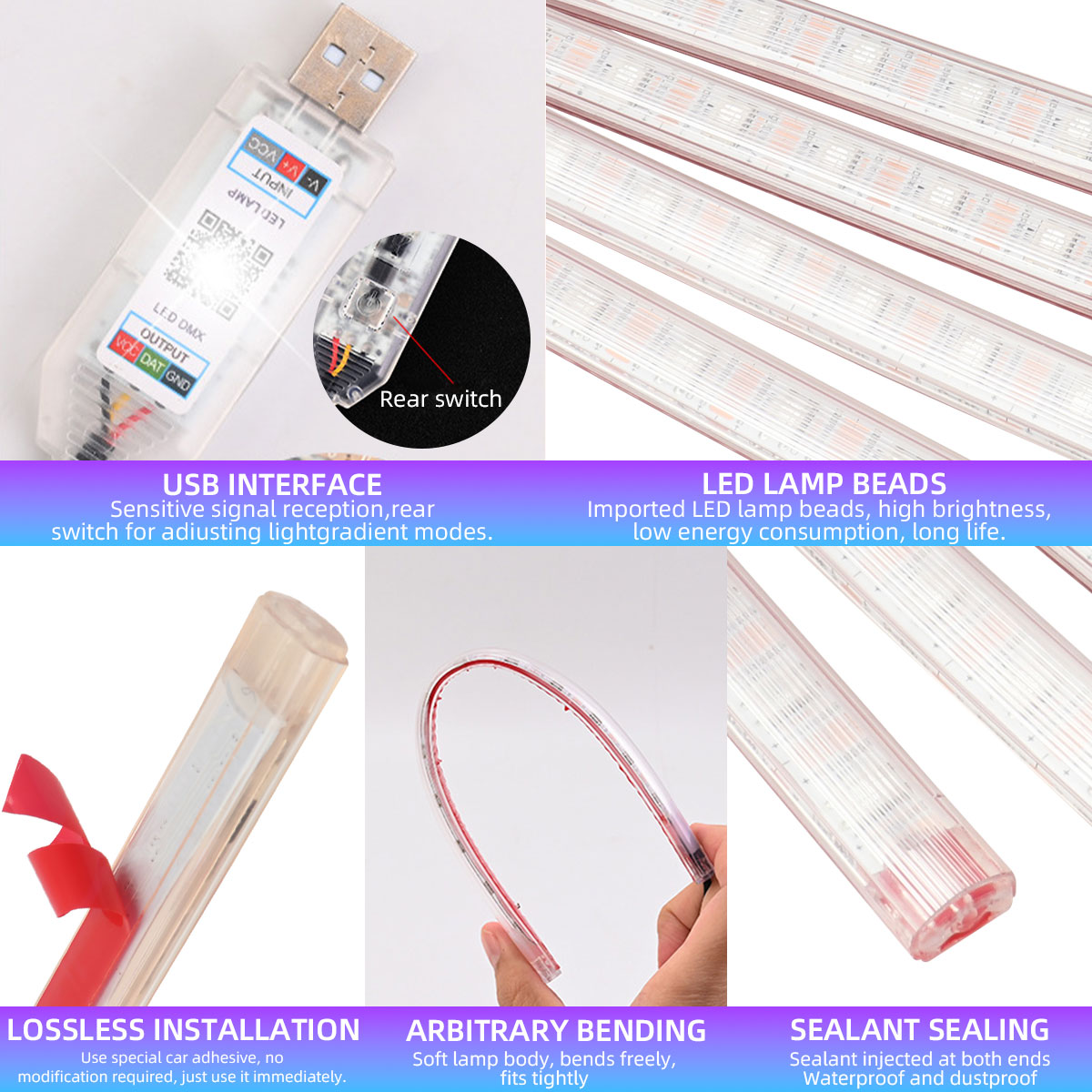 2/4in1 12/18 LED RGB 레인보우 분위기  - Car Ambient Light Kit With Remote 리뷰 및 가격