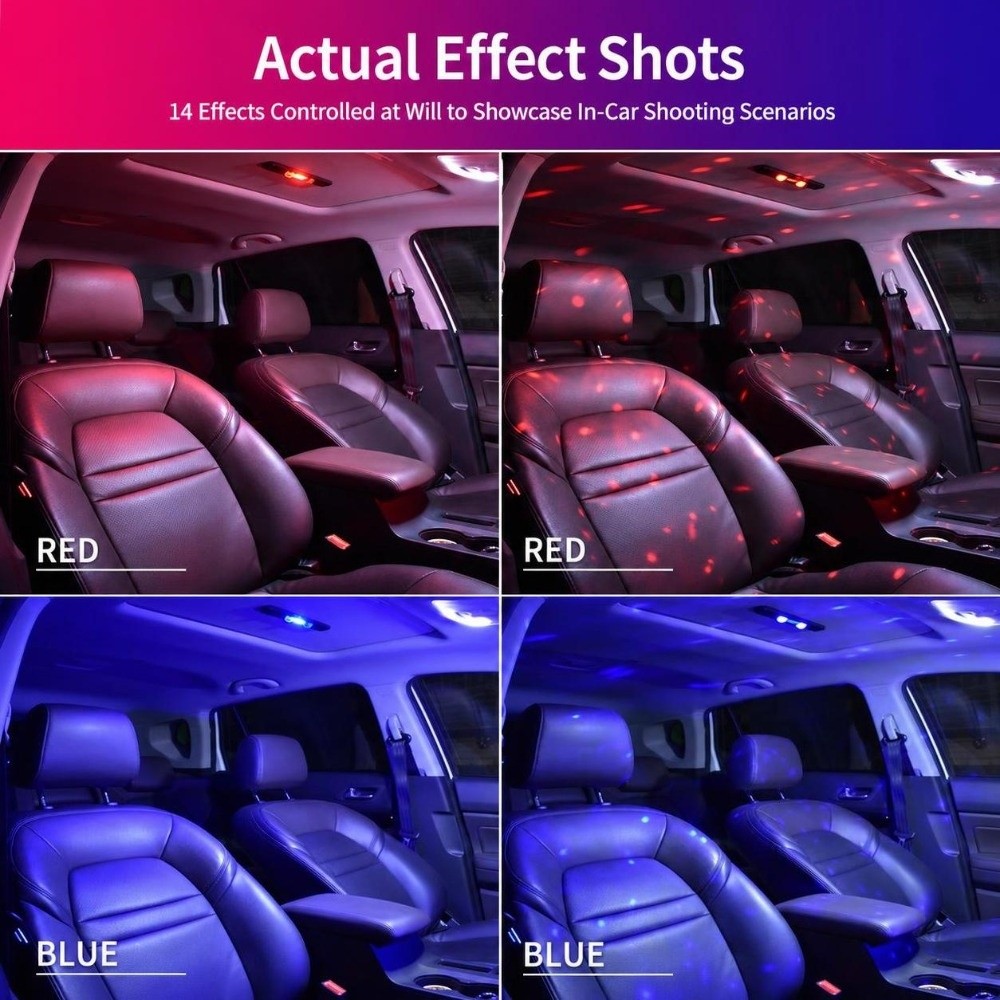 소리 감지 기능 자동차 실내 무드등 충전식 USB 충전 - Car Ambient Light Sound Activated 리뷰 및 가격