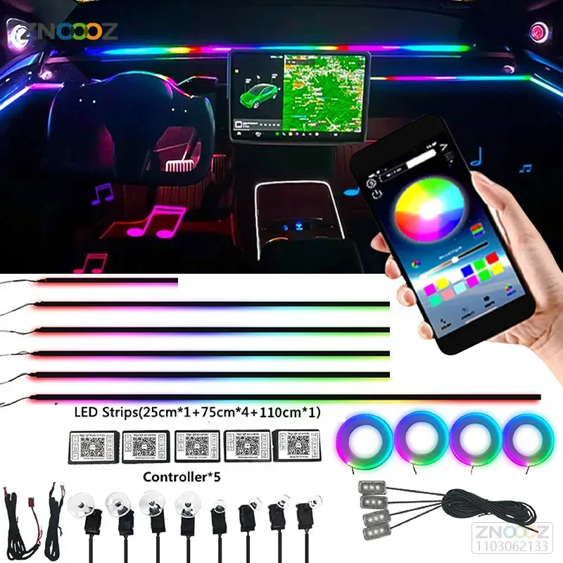 18IN1 네온 자동차 인테리어 주변 조명 APP DI - Car Ambient Light Sound Activated 리뷰 및 가격