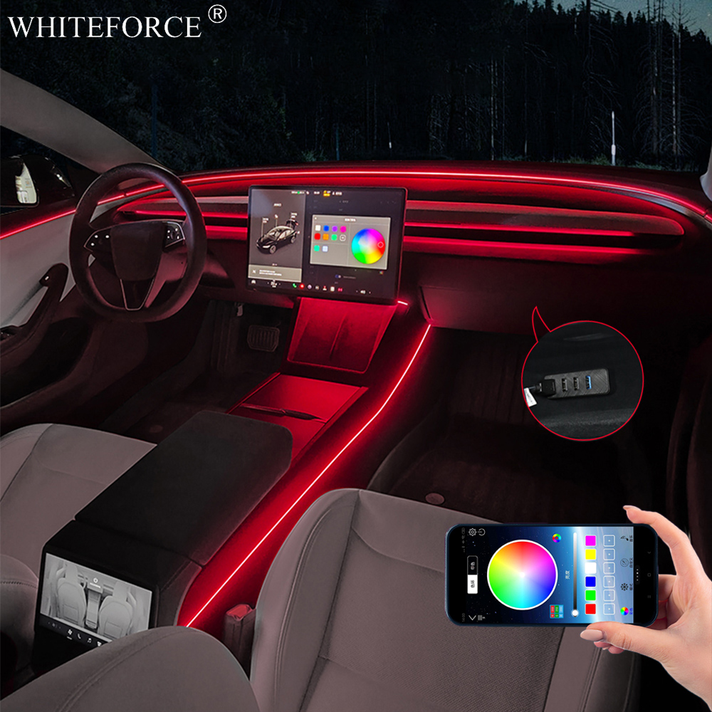 테슬라 모델 Y 주니퍼 LED 실내 RGB 스트리머 분 - Car Ambient Light Kit With Remote 리뷰 및 가격