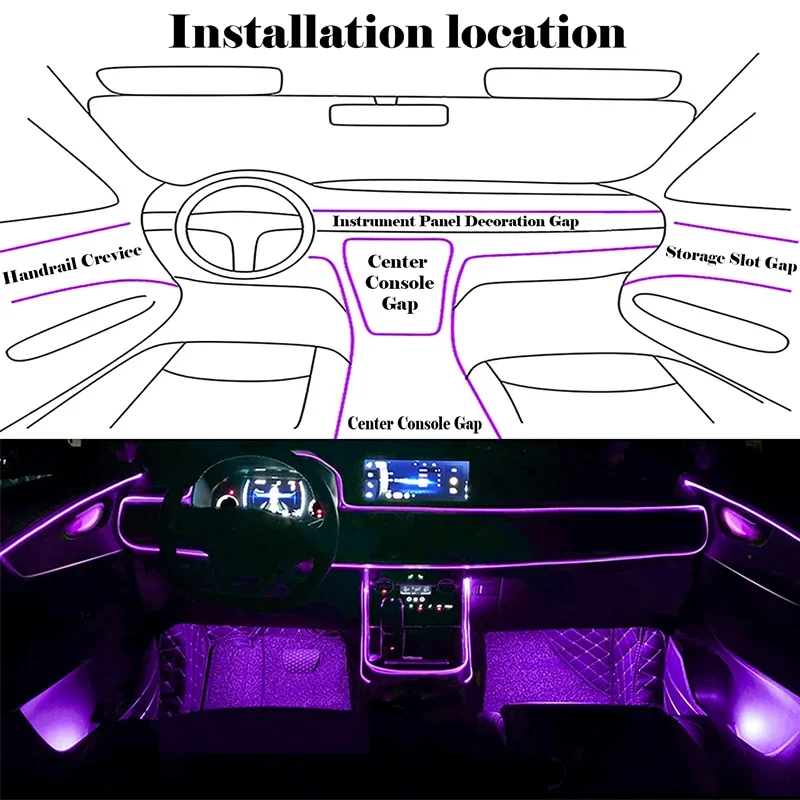 앱 제어 가능한 유연한 EL 와이어 조명, 분위기 조성 - Car Interior Led Strip App Control 리뷰 및 가격