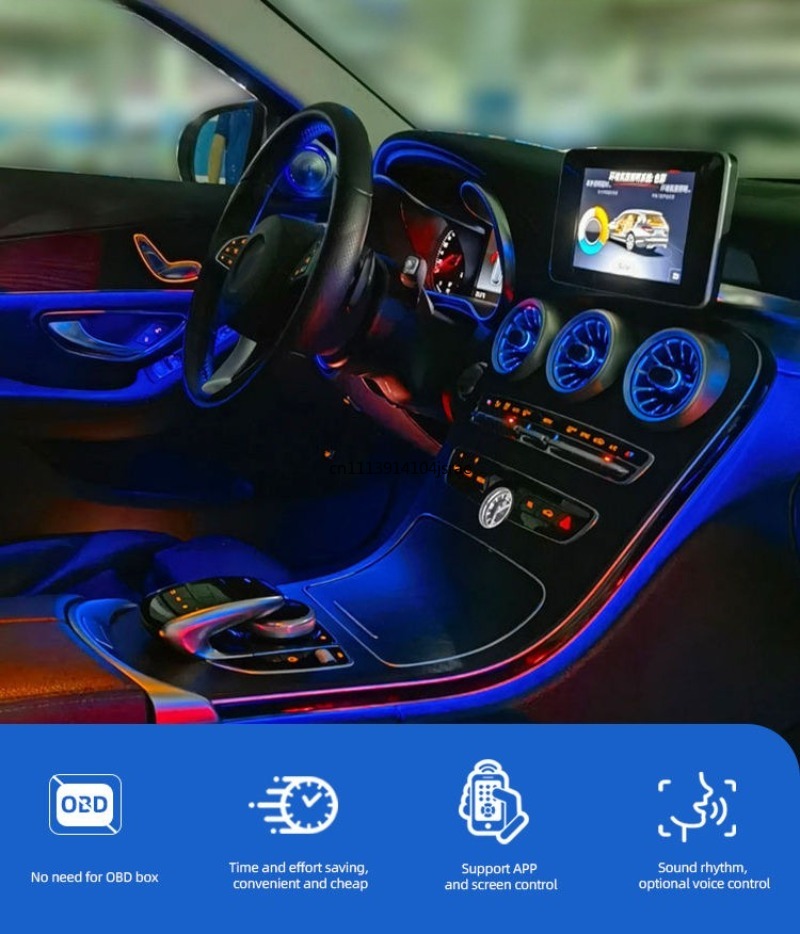 C-클래스 W205 GLC X253용 LED 다이내믹  - Car Ambient Lighting 64 Color 리뷰 및 가격