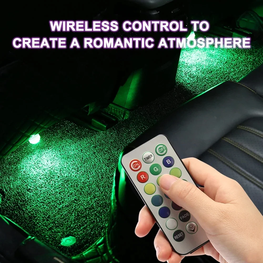 무선 접착식 LED 자동차 실내 무드등 리모컨 장식 자 - Car Ambient Light Kit With Remote 리뷰 및 가격