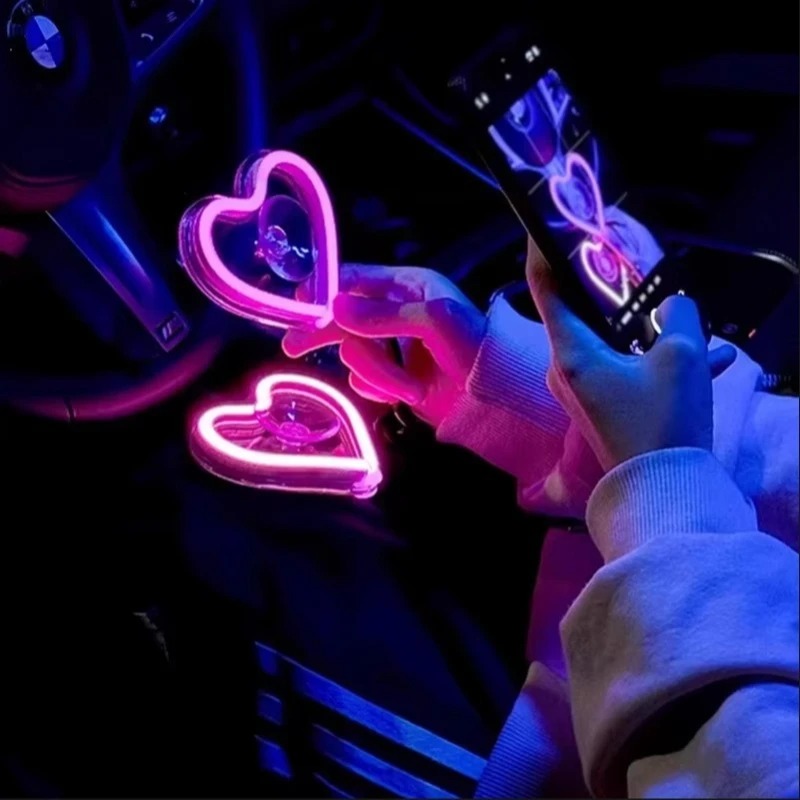 LED 원격 조명 하트 모양 네온 분위기 조명 삼각형  - Car Interior Neon Light Usb 리뷰 및 가격