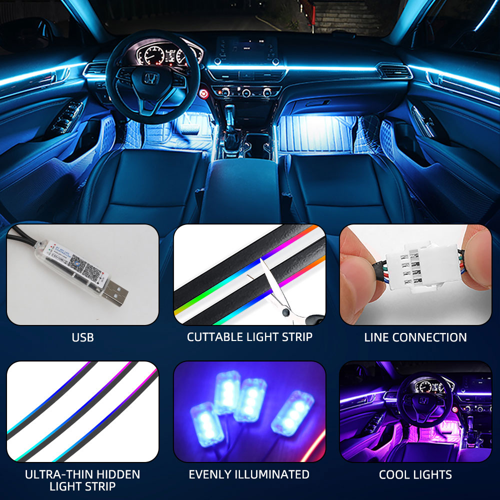 범용 심포니 자동차 주변 조명, LED 인테리어 RGB - Car Interior Led Strip App Control 리뷰 및 가격