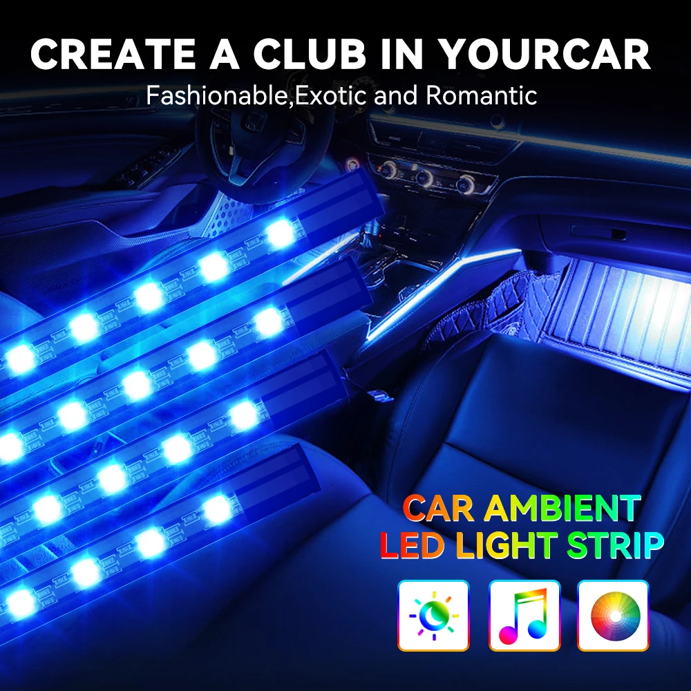 4 IN 1 자동차 실내 네온 풋 라이트 인테리어 LE - Car Interior Neon Light Usb 리뷰 및 가격