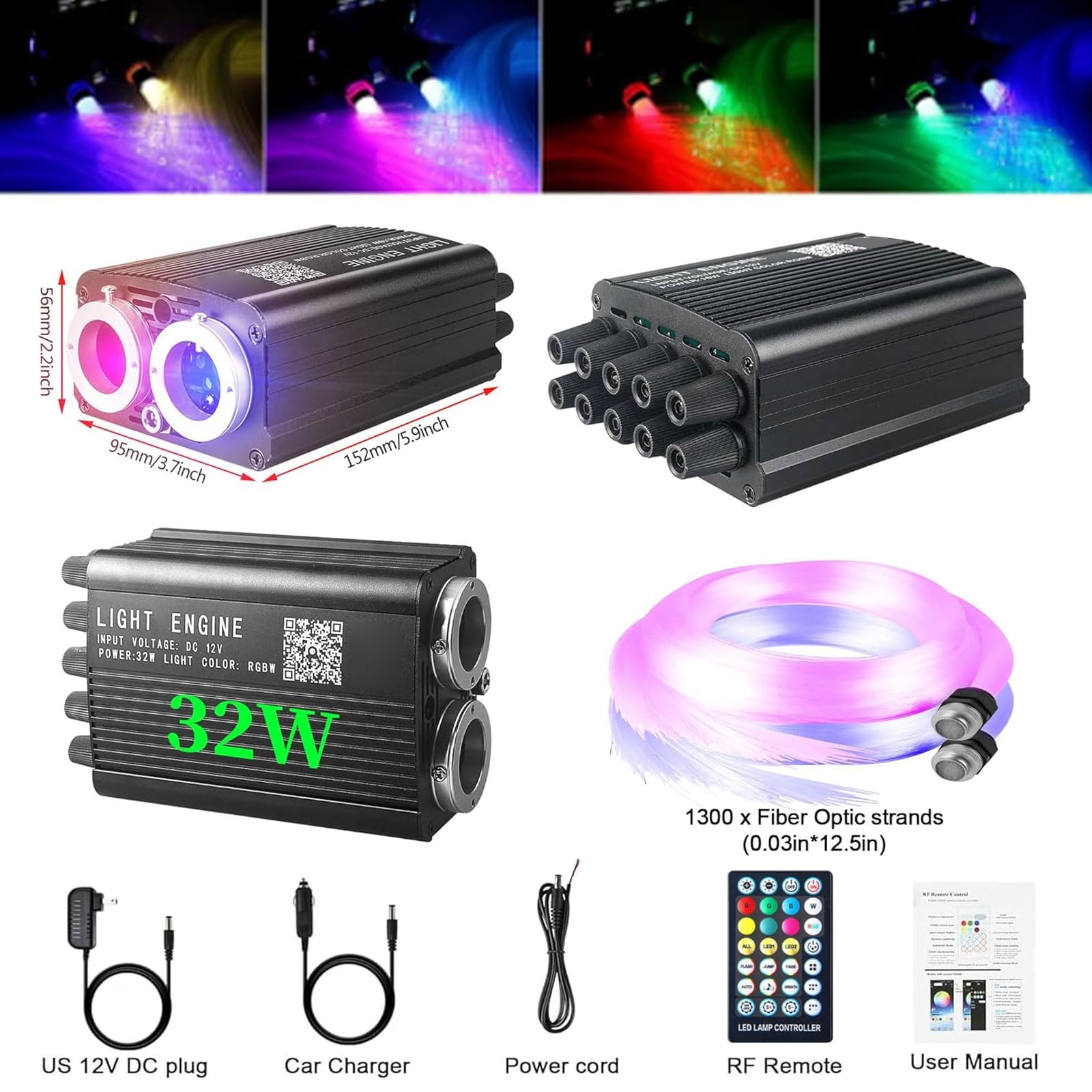 32W 자동차 천장 별빛 키트 RGB 광섬유 유성 효과 - Car Roof Star Light Fiber Optic 리뷰 및 가격