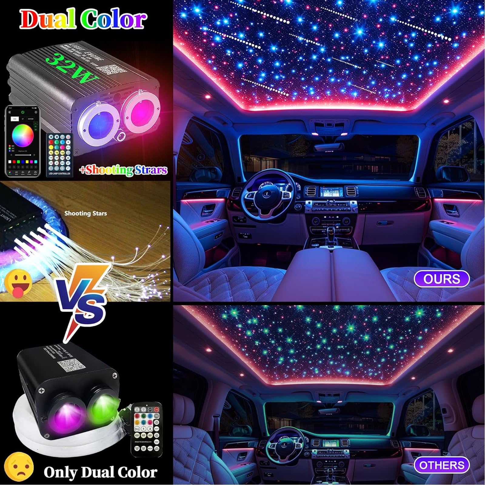 32W 자동차 천장 별빛 키트 RGB 광섬유 유성 효과 - Car Roof Star Light Fiber Optic 리뷰 및 가격