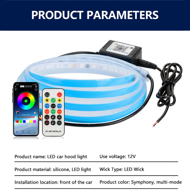 120/150/180cm 자동차 후드 장식 조명 APP - Car Led Strip 12V Waterproof 리뷰 및 가격