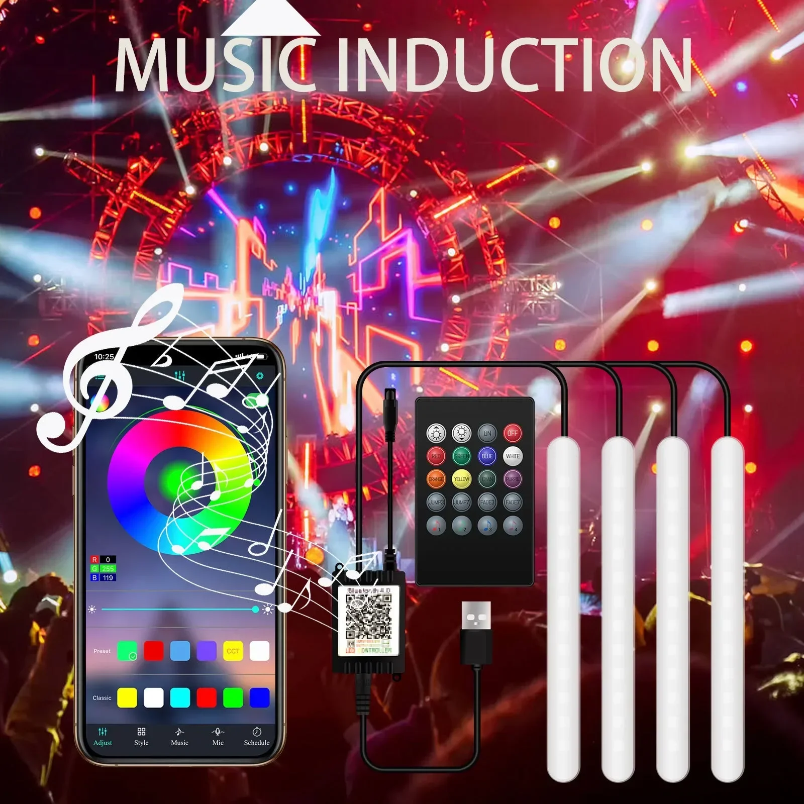 자동차 LED 풋웰 앰비언트 라이트, RGB 음악 사운 - Car Ambient Light Sound Activated 리뷰 및 가격