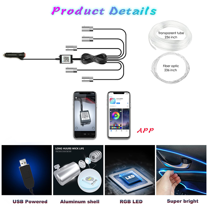 BLALION RGB LED 분위기 자동차 인테리어 앰 - Car Ambient Light Fiber Optic 6M 리뷰 및 가격