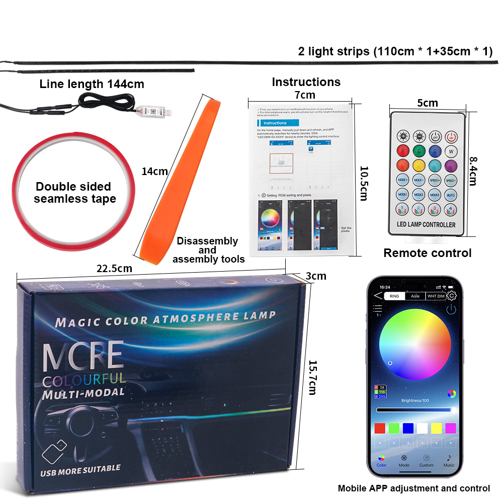 64 색상 USB 자동차 LED 주변 조명 아크릴 스트 - Car Interior Led Strip App Control 리뷰 및 가격