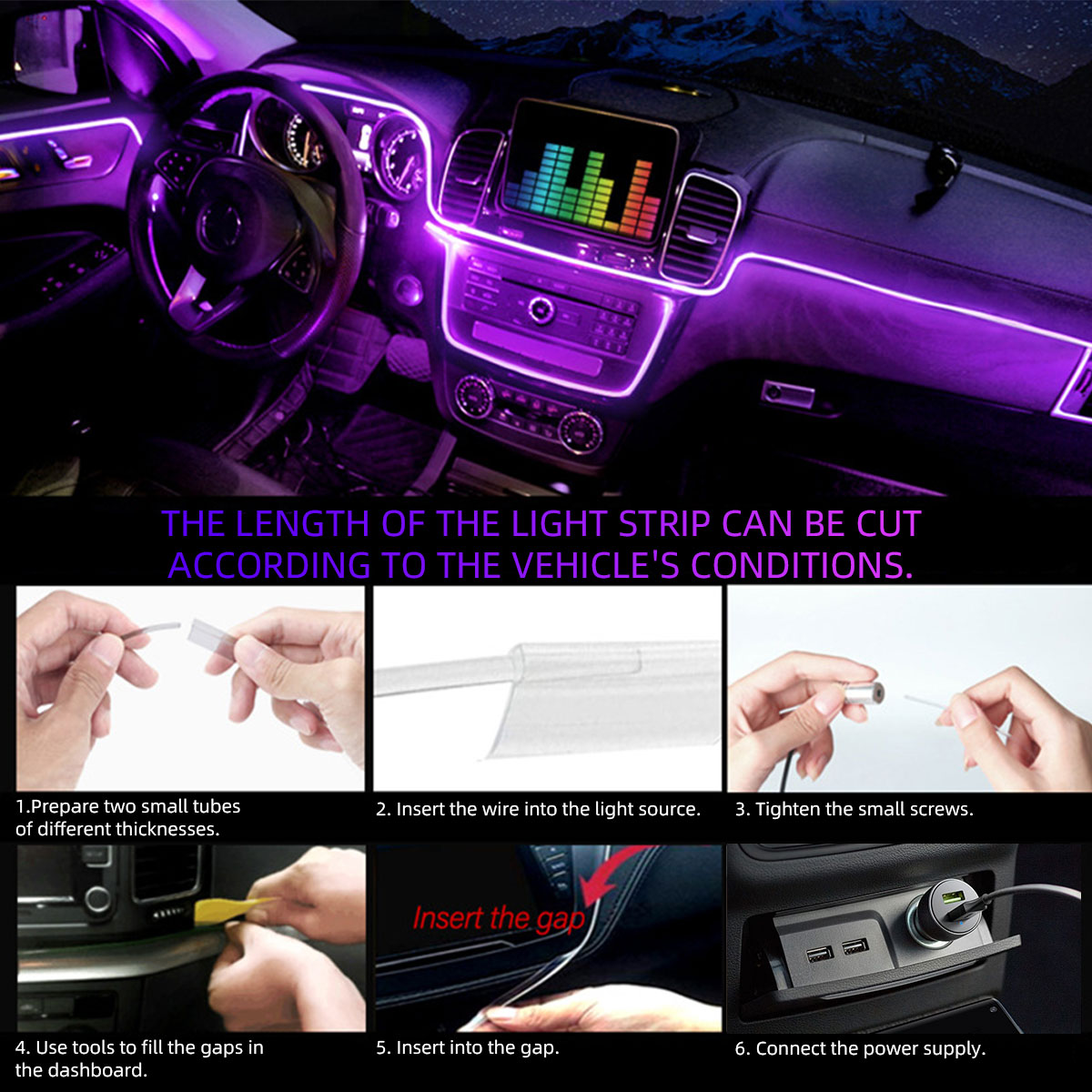 4/5/6in1 자동차 실내 광섬유 무드등 앱 제어 대 - Car Dashboard Light Fiber Optic 리뷰 및 가격
