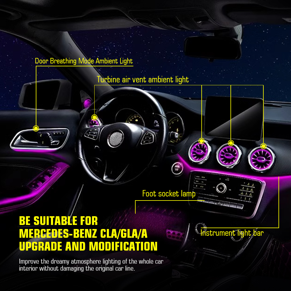 벤츠 W176 W117 W156 X156 A CLA G - Car Ambient Lighting 64 Color 리뷰 및 가격