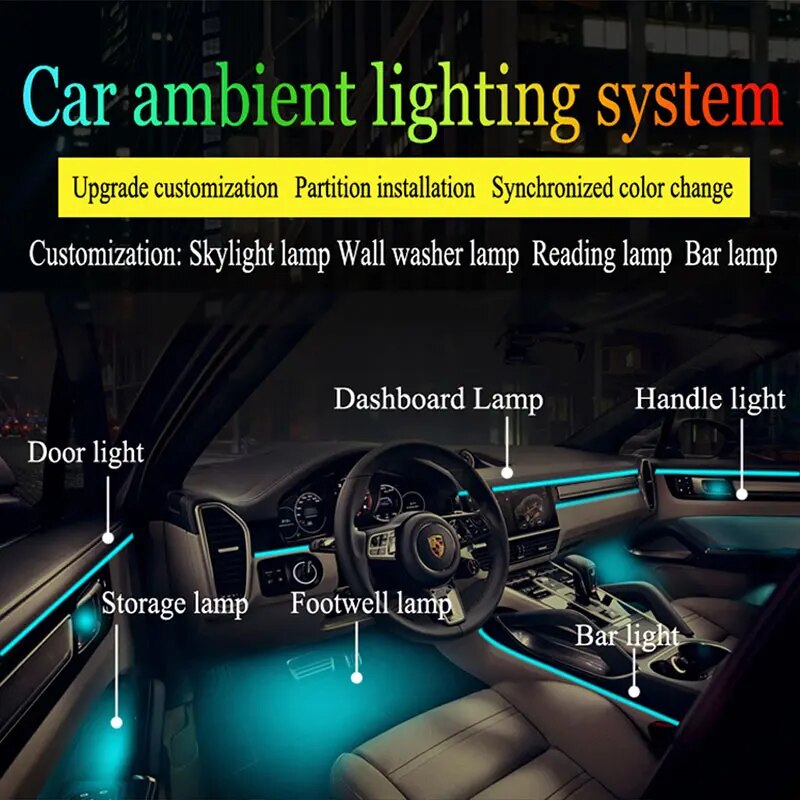 자동차 주변 조명 인테리어 아크릴 스트립 라이트 가이드 - Car Ambient Lighting 64 Color 리뷰 및 가격