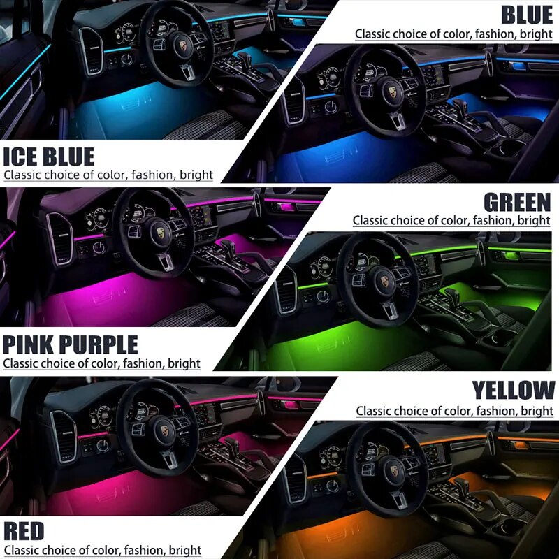 자동차 주변 조명 인테리어 아크릴 스트립 라이트 가이드 - Car Ambient Lighting 64 Color 리뷰 및 가격