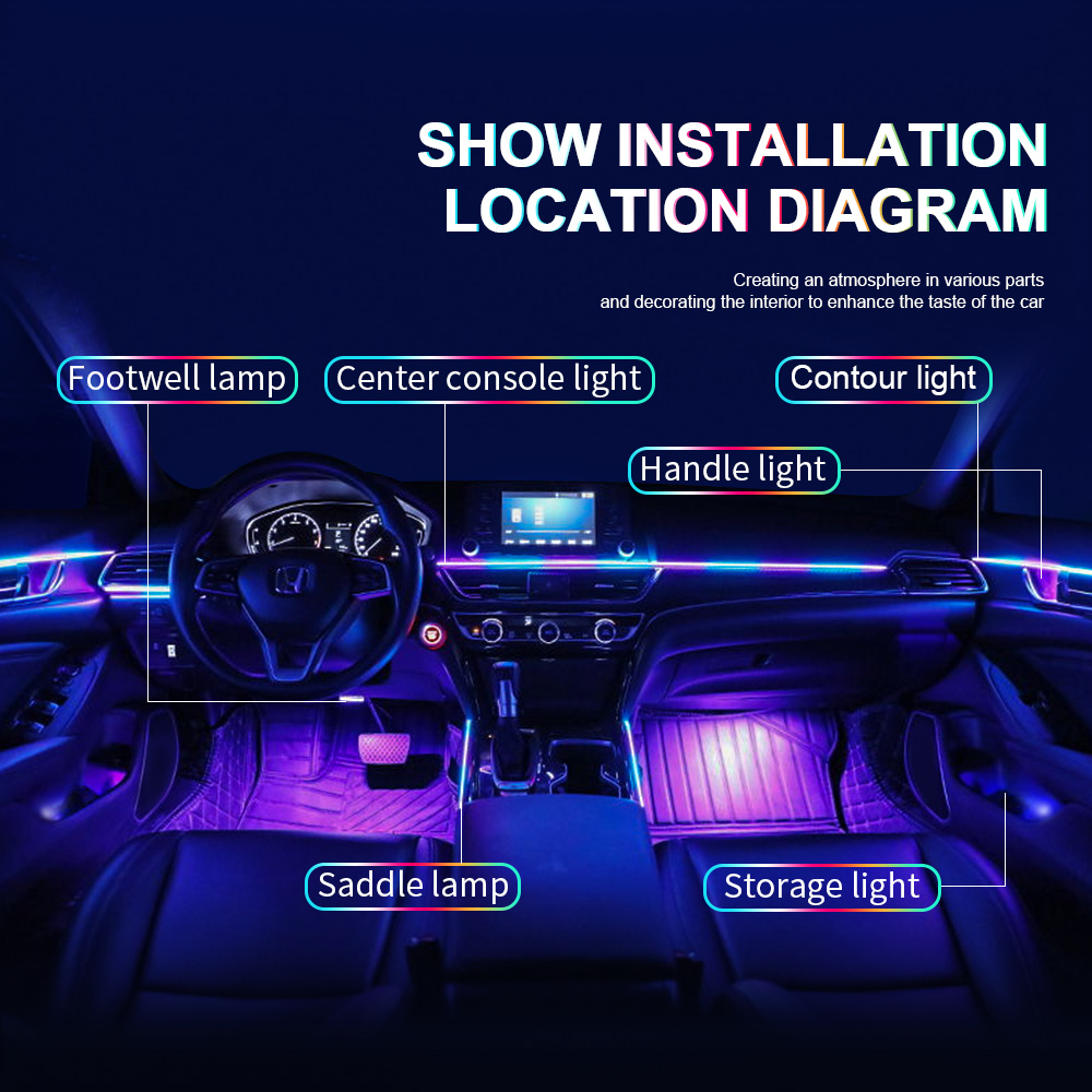 6/10/14/18 in 1 LED 아크릴 자동차 무드 - Car Ambient Lighting 18 In 1 리뷰 및 가격