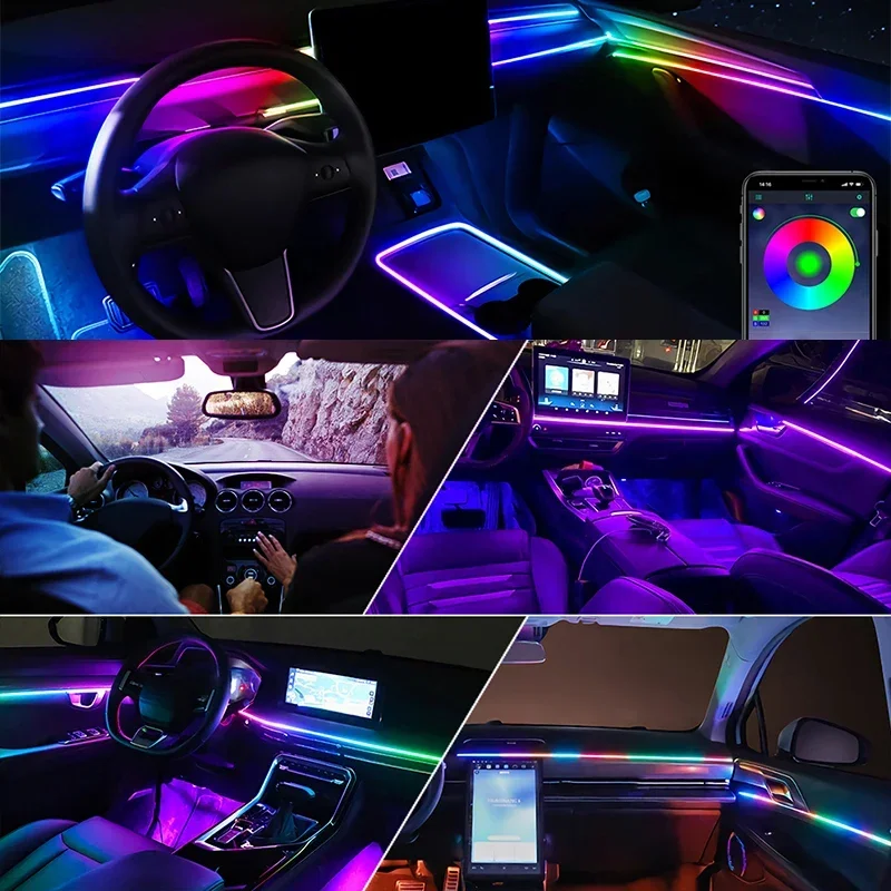 22가지 기능을 갖춘 고급 자동차용 LED 실내 엠비언 - Car Ambient Lighting 64 Color 리뷰 및 가격