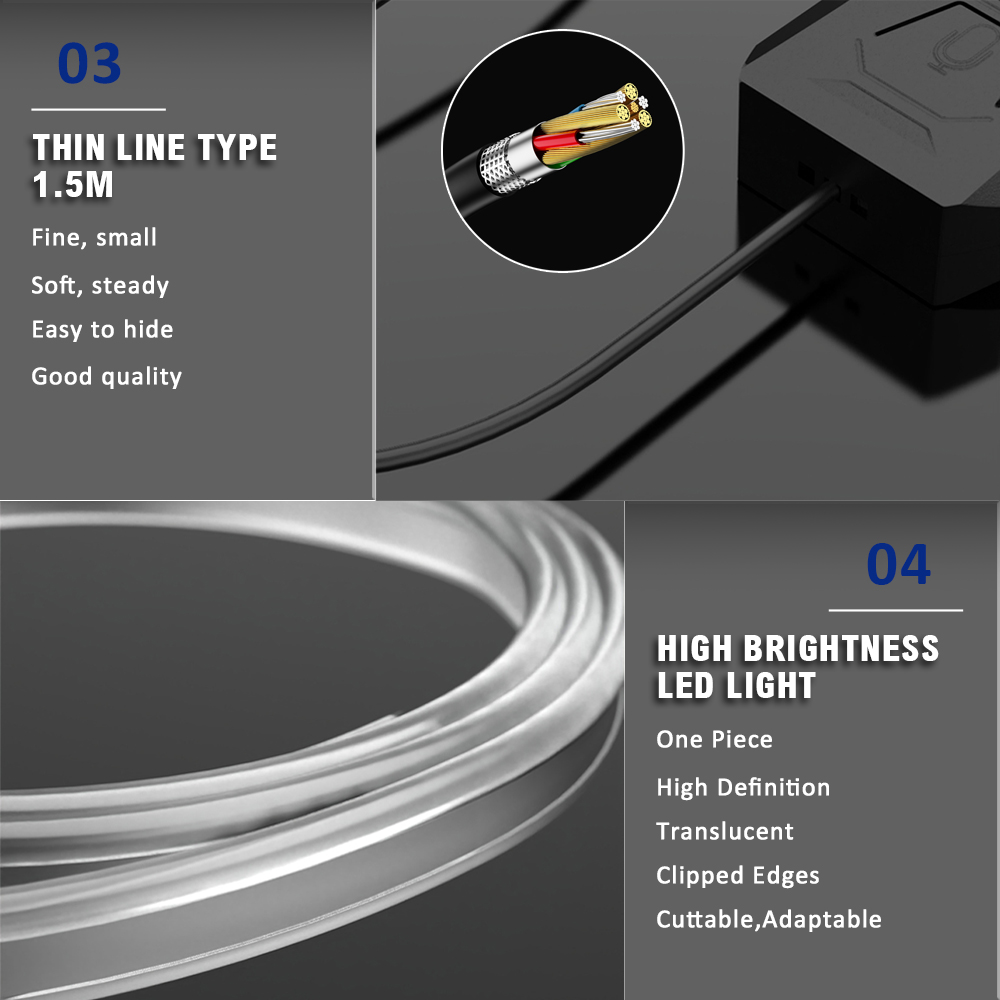 1~5개 차량용 RGB 엠비언트 LED 스트립, USB - Car Dashboard Light Fiber Optic 리뷰 및 가격