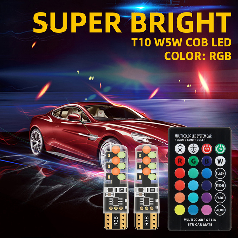 1set T10 W5w RGB LED 전구 원격 제어  - Car Ambient Light Kit With Remote 리뷰 및 가격